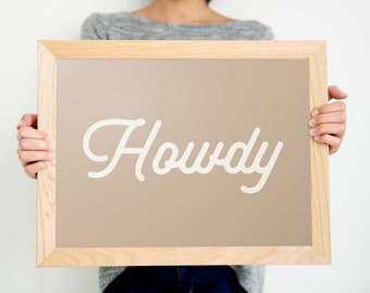 Howdy Western Nursery Print, Cowboy Cowgirl Wall Art (Digital Download)
