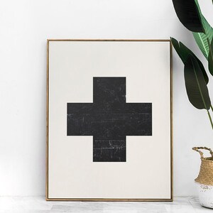 Stampa minimalista beige neutro stagionato nero e beige stampabile da parete arte contemporanea decorazione da parete croce design stampa artistica download digitale