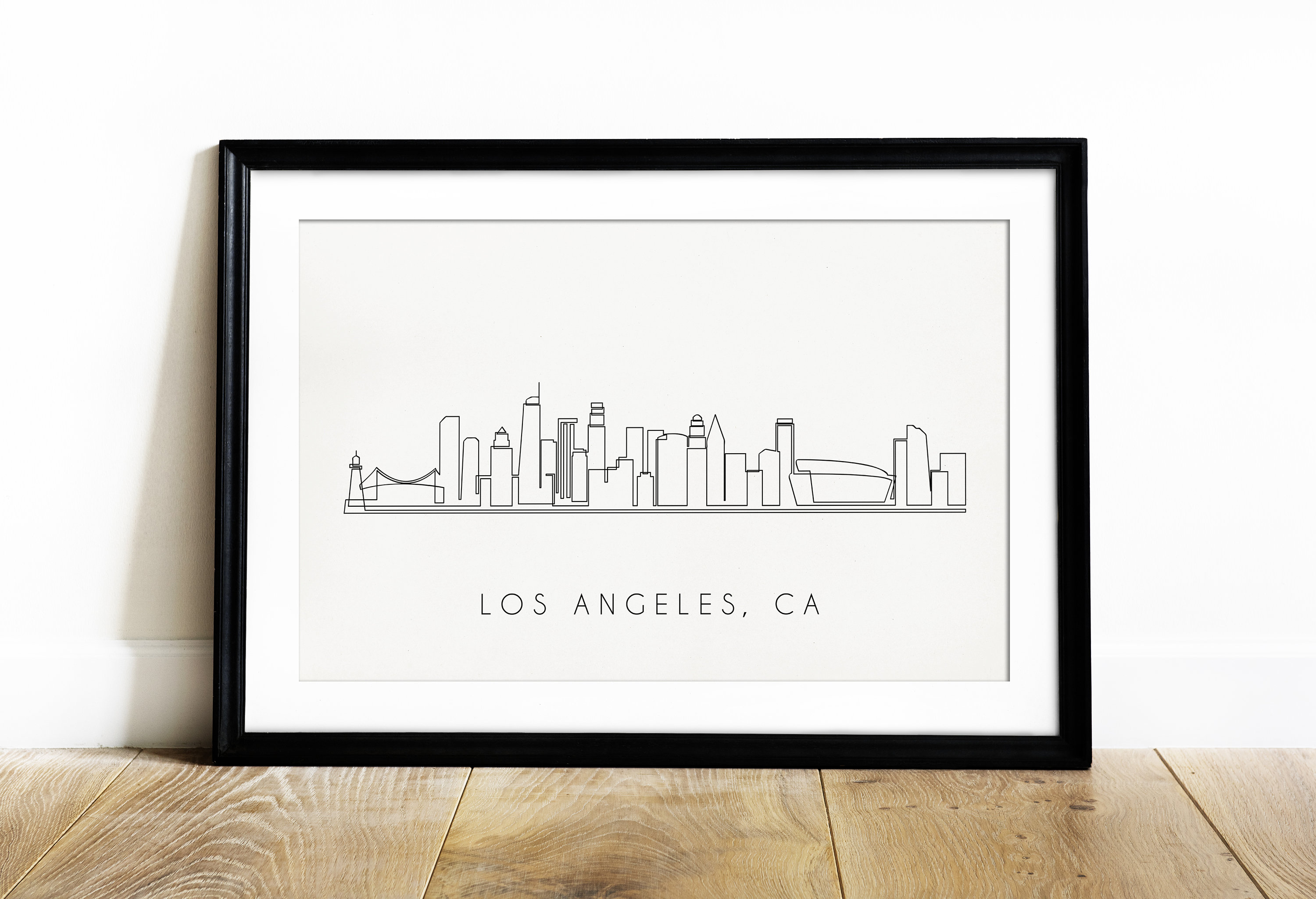LA Wall Art, Los Angeles Skyline Print, Single Line Drawing, California