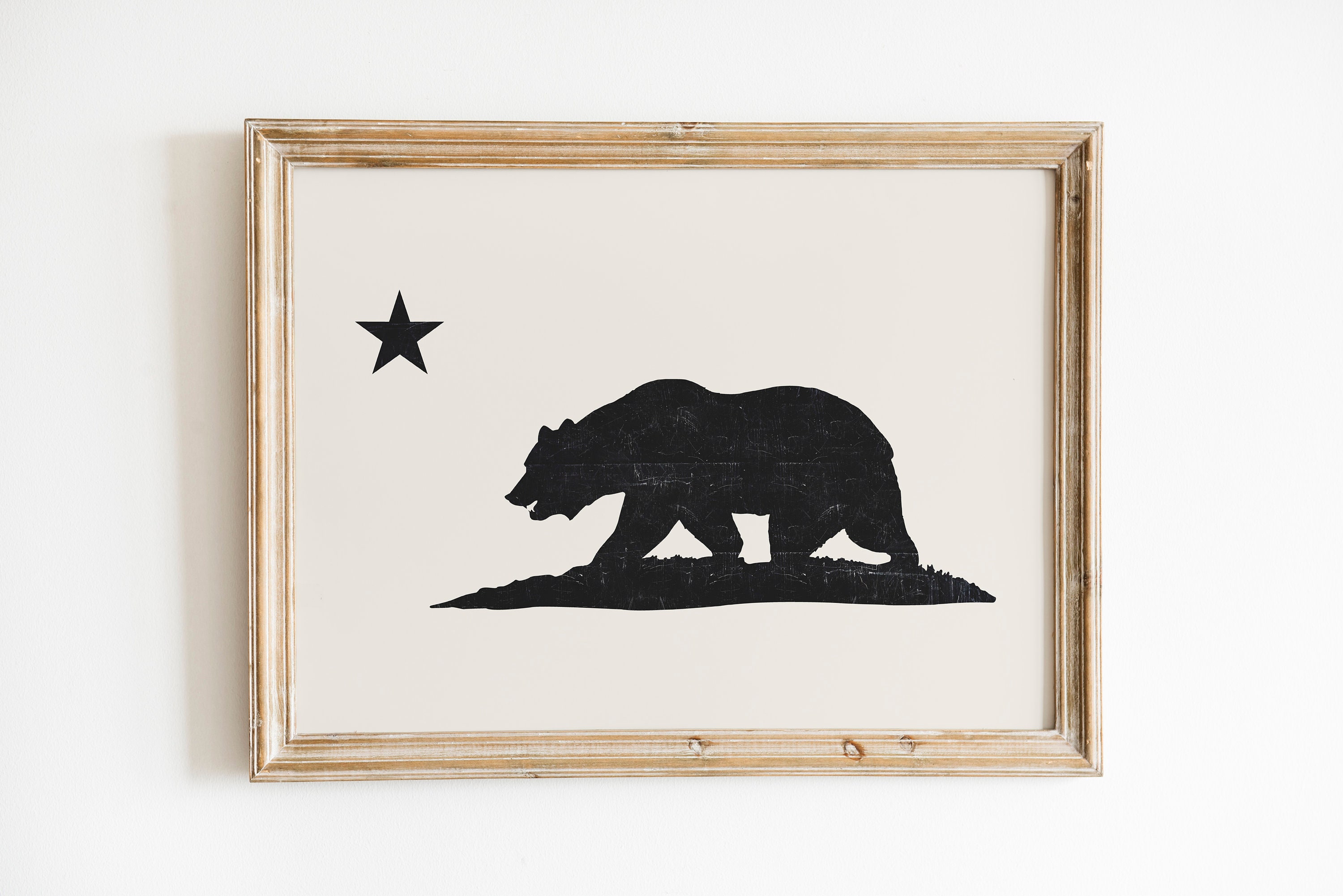California Flag Wall Art, Walking Bear Print, Vintage Bear Poster, Bear