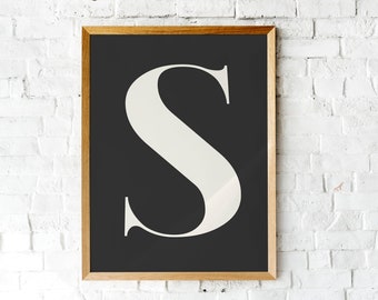 Letter S Print, Minimalist Initial Art, Family Name Decor (Digital Download)