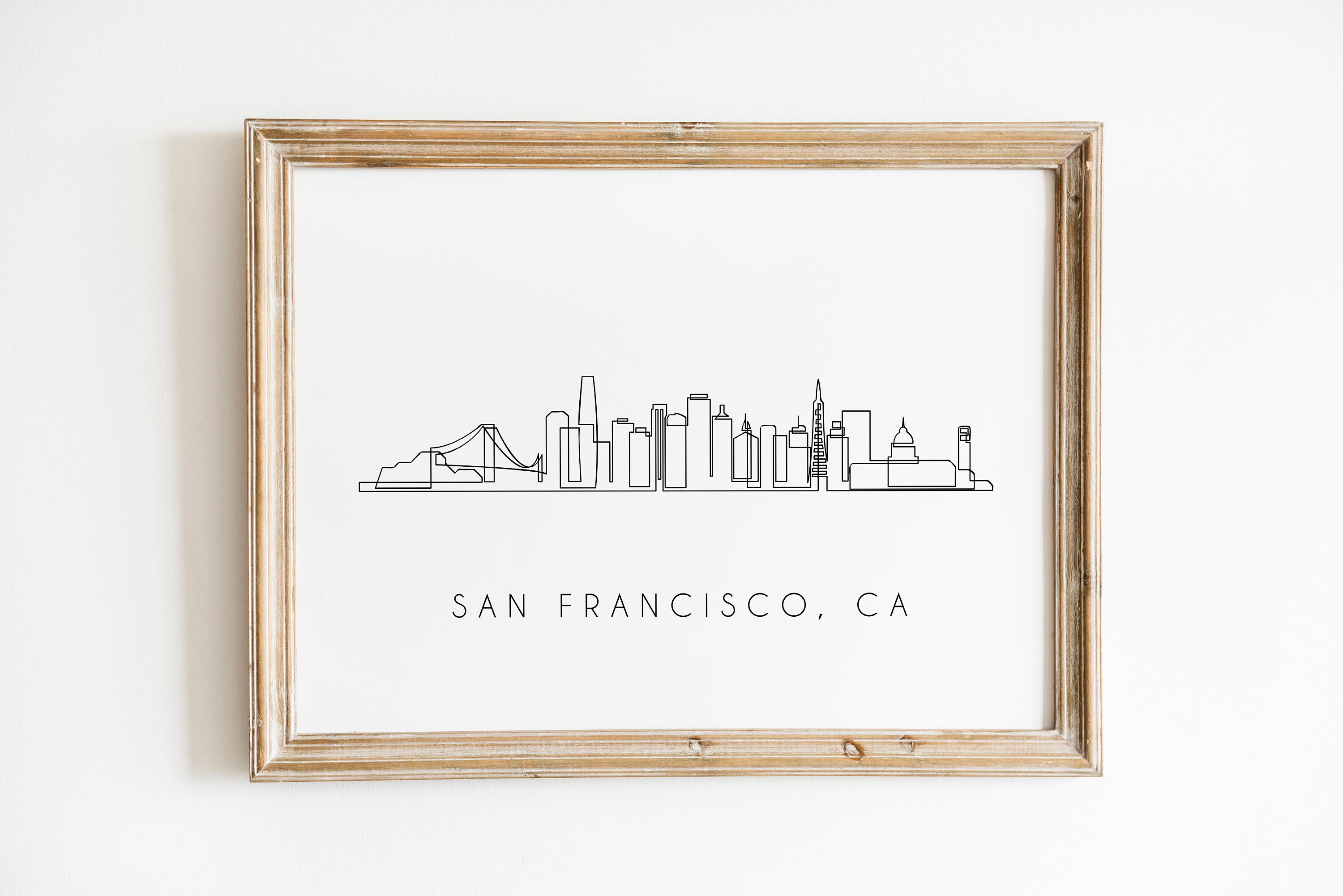 San Francisco Skyline Single Line Drawing, California Cityscape