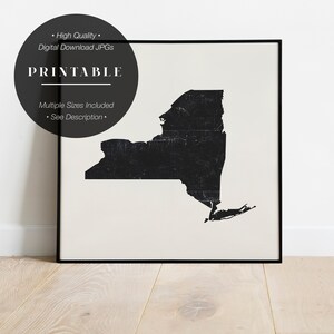 New York State Print, NY Wall Art, Minimalist State Map Poster, Printable Wall Art New York, State Map Art Poster, Modern Wall Art Printable
