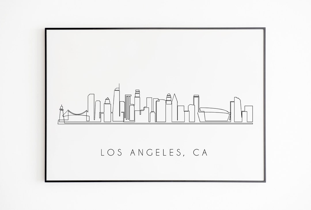 LA Wall Art, Los Angeles Skyline Print, Single Line Drawing, California