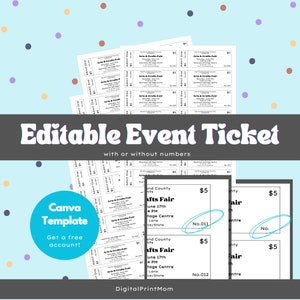 Bearbeitbares Event-Eintrittskarte | Eintrittskarte für besondere Ereignisse | Erwachsenen-Eintrittskarte Canva Vorlage | DIY-Karte | Druckbares Event Ticket