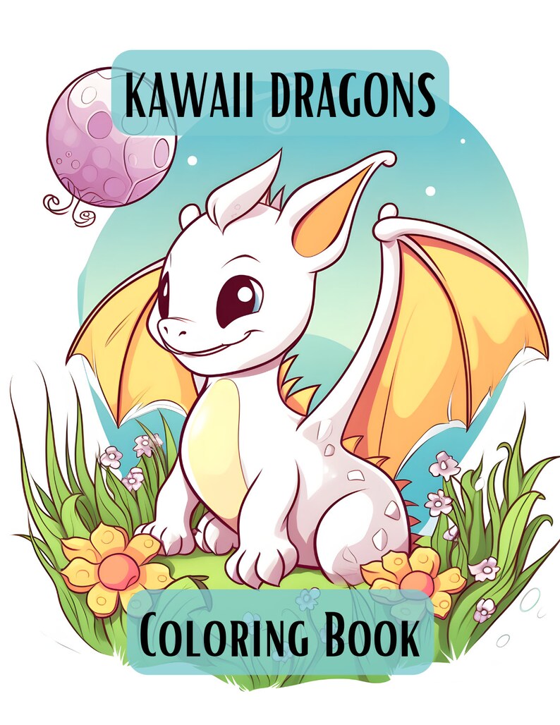Printable Cute Kawaii Dragons Coloring Pages Kids Activities - Etsy
