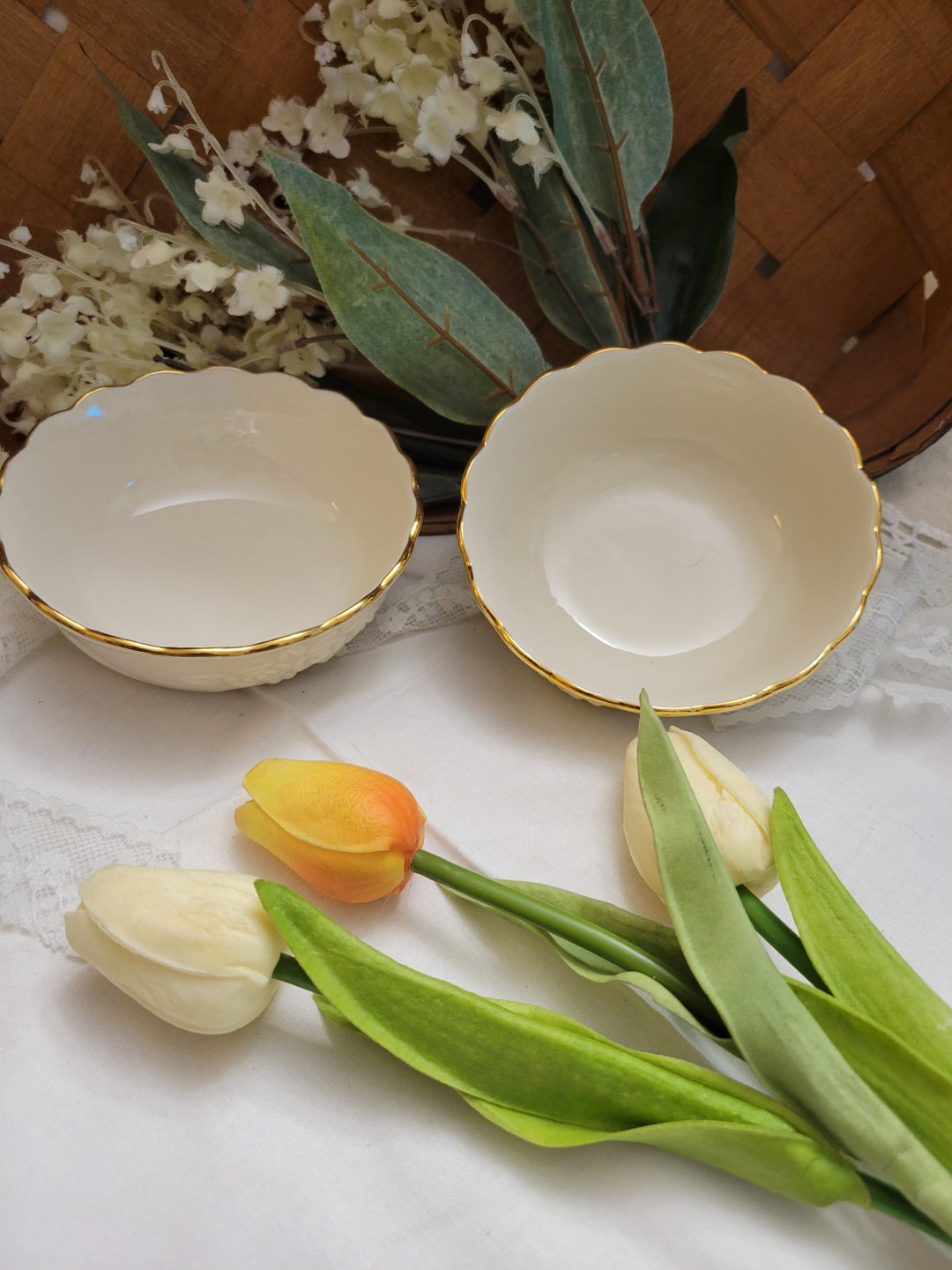 Lenox rosebud Collection Set of 2 Fruit Bowls Etsy