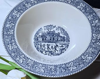 Unmarked - Homer Laughlin Blue & White 9" Serving Bowl