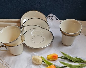 Lenox "Solitaire" Set of 4 Cups and Saucers