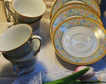 Noritake "Figaro"  Set of 4 Cups and Saucers