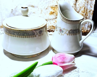 Mikasa Ivory China "Richelieu" Sugar and Creamer Set