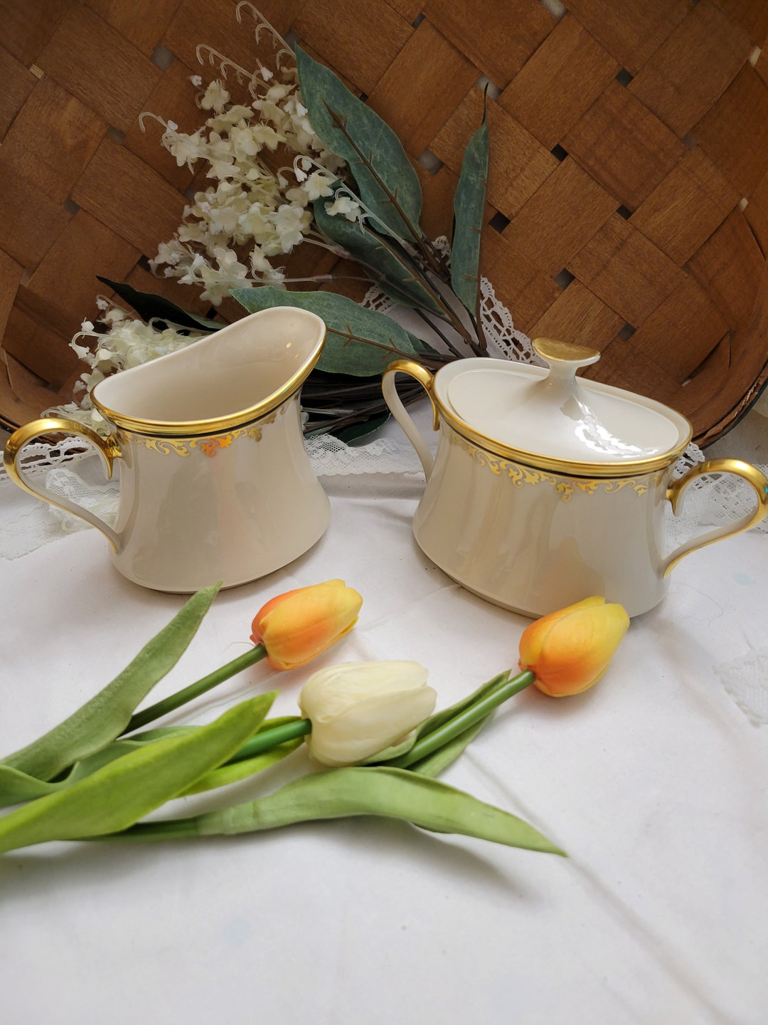 Lenox eclipse Sugar and Creamer Set Etsy