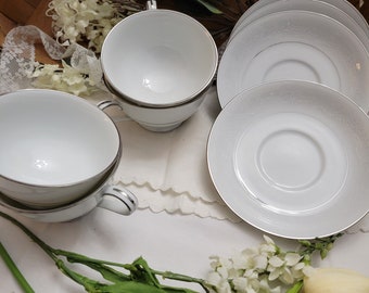 Noritake "Whitehall" Set of 4 Footed Cups and Saucers