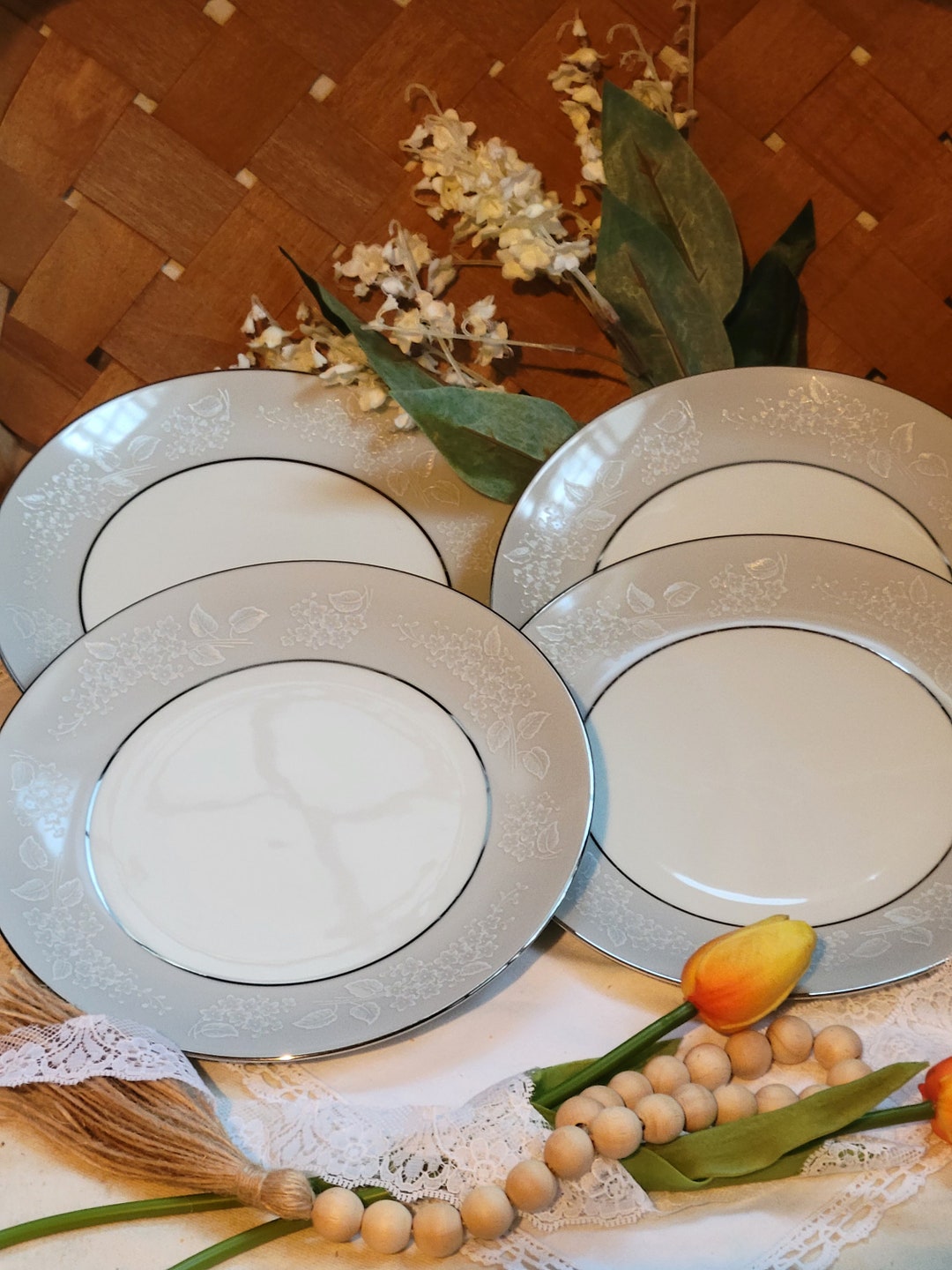 Noritake damask Set of 4 Salad Plates Etsy