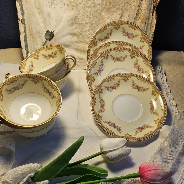 Noritake "Monnette" Set of 4 Cups and Saucers