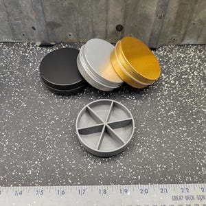 Seven Star Round Tin Tray Divider Insert Organizer Circular Medicine Bugout Weekly Pill Box with 6 slots - Tin Included