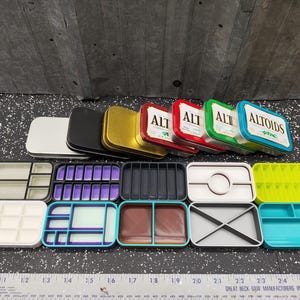 Lot of 10 #3 Seven Star Altoids Tin Tray Insert Organizer Art Palette Bugout Survival Pill Box - Random Colors Layouts Blem Multitone