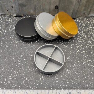 Seven Star Round Tin Tray Divider Insert Organizer Circular Medicine Bugout Weekly Pill Box with 4 slots - Tin Included
