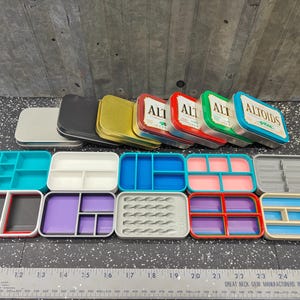 Lot of 10 #5 Seven Star Altoids Tin Tray Insert Organizer Art Palette Bugout Survival Pill Box - Random Colors Layouts Blem Multitone