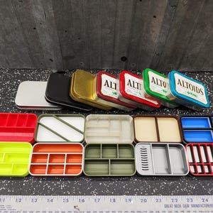 Lot of 10 #6 Seven Star Altoids Tin Tray Insert Organizer Art Palette Bugout Survival Pill Box - Random Colors Layouts Blem Multitone