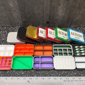 Lot of 10 #15 Seven Star Altoids Tin Tray Insert Organizer Art Palette Bugout Survival Pill Box - Random Colors Layouts Blem Multitone