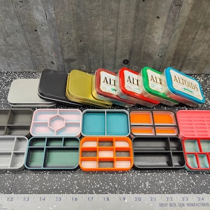 Lot of 10 #18 Seven Star Altoids Tin Tray Insert Organizer Art Palette Bugout Survival Pill Box - Random Colors Layouts Blem Multitone