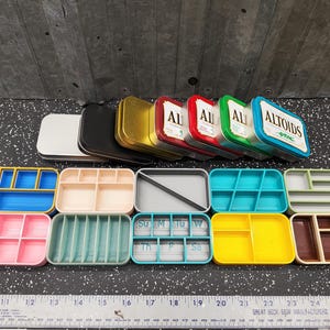 Lot of 10 #17 Seven Star Altoids Tin Tray Insert Organizer Art Palette Bugout Survival Pill Box - Random Colors Layouts Blem Multitone