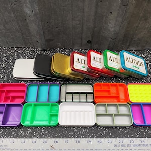 Lot of 10 #9 Seven Star Altoids Tin Tray Insert Organizer Art Palette Bugout Survival Pill Box - Random Colors Layouts Blem Multitone