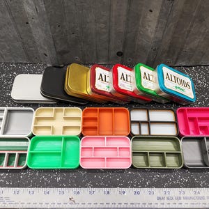 Lot of 10 #1 Seven Star Altoids Tin Tray Insert Organizer Art Palette Bugout Survival Pill Box - Random Colors Layouts Blem Multitone