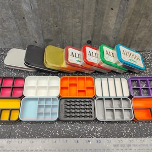 Lot of 10 #11 Seven Star Altoids Tin Tray Insert Organizer Art Palette Bugout Survival Pill Box - Random Colors Layouts Blem Multitone