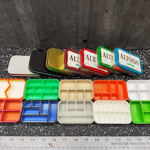 Lot of 10 #2 Seven Star Altoids Tin Tray Insert Organizer Art Palette Bugout Survival Pill Box - Random Colors Layouts Blem Multitone