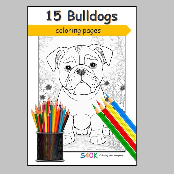 15 Bulldog coloring book pages for kids and adults for download