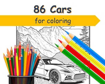 86 cars coloring pages for kids and adults as a printable coloring book