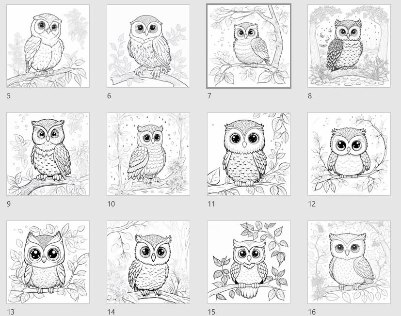 44 Cute Owls Printable Pdf Coloring Book for Kids and Adults - Etsy