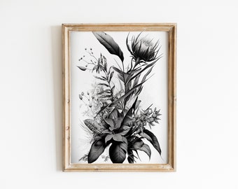 Printable Wall art, Minimalist Floral Art, Abstract Floral Art, Monochromatic Art, Floral Art, Botanical Print, Digital Download