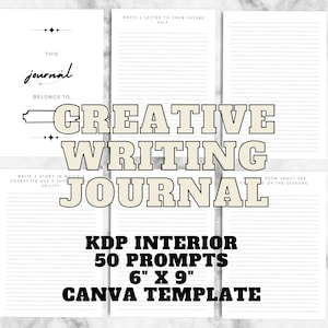 KDP Creative Writing Journal with Prompts: Canva Template for Self-Publishing and Writing Inspiration