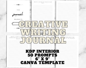 KDP Creative Writing Journal with Prompts: Canva Template for Self-Publishing and Writing Inspiration