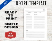 Blank Recipe Book Printable PDF | A4 | Family Cookbook Template | Clean Simple Cookbook Template