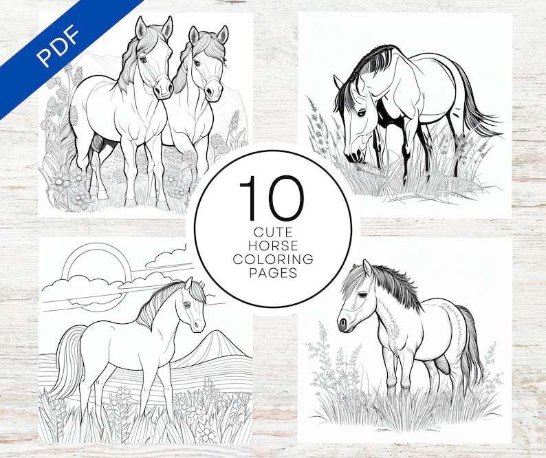 10 Cute Horse Coloring Pages | Animal Coloring Sheets for Kids & Adults ...