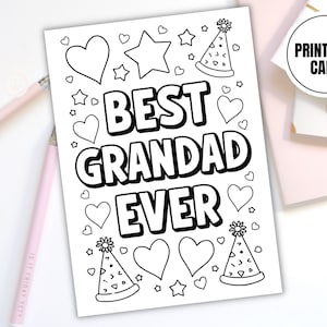 Il miglior biglietto da colorare stampabile per il nonno di sempre / Biglietto digitale per la festa del papà per il nonno / Biglietto del nonno / Regalo fai da te per il nonno / Biglietto di compleanno