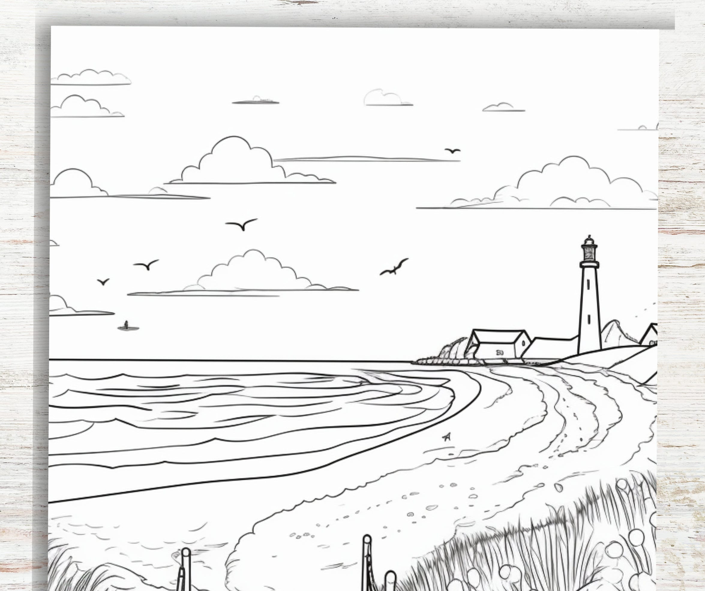 KDP Interior 50 Beach Landscape Coloring Pages | 8.5" X 11" Printable ...