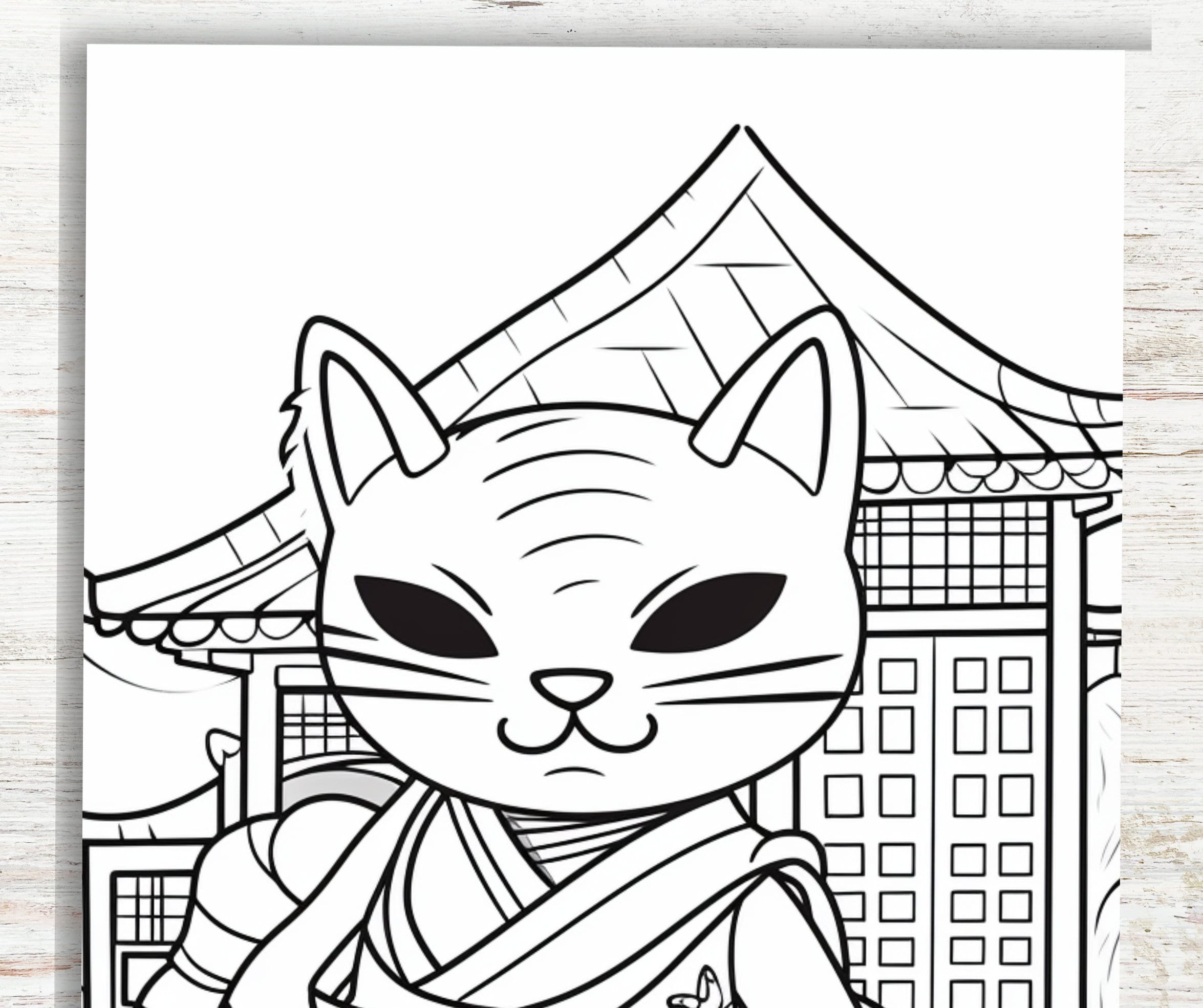 KDP Interior 50 Ninja Cat Coloring Pages 8.5 X 11 Pdfcanva Template