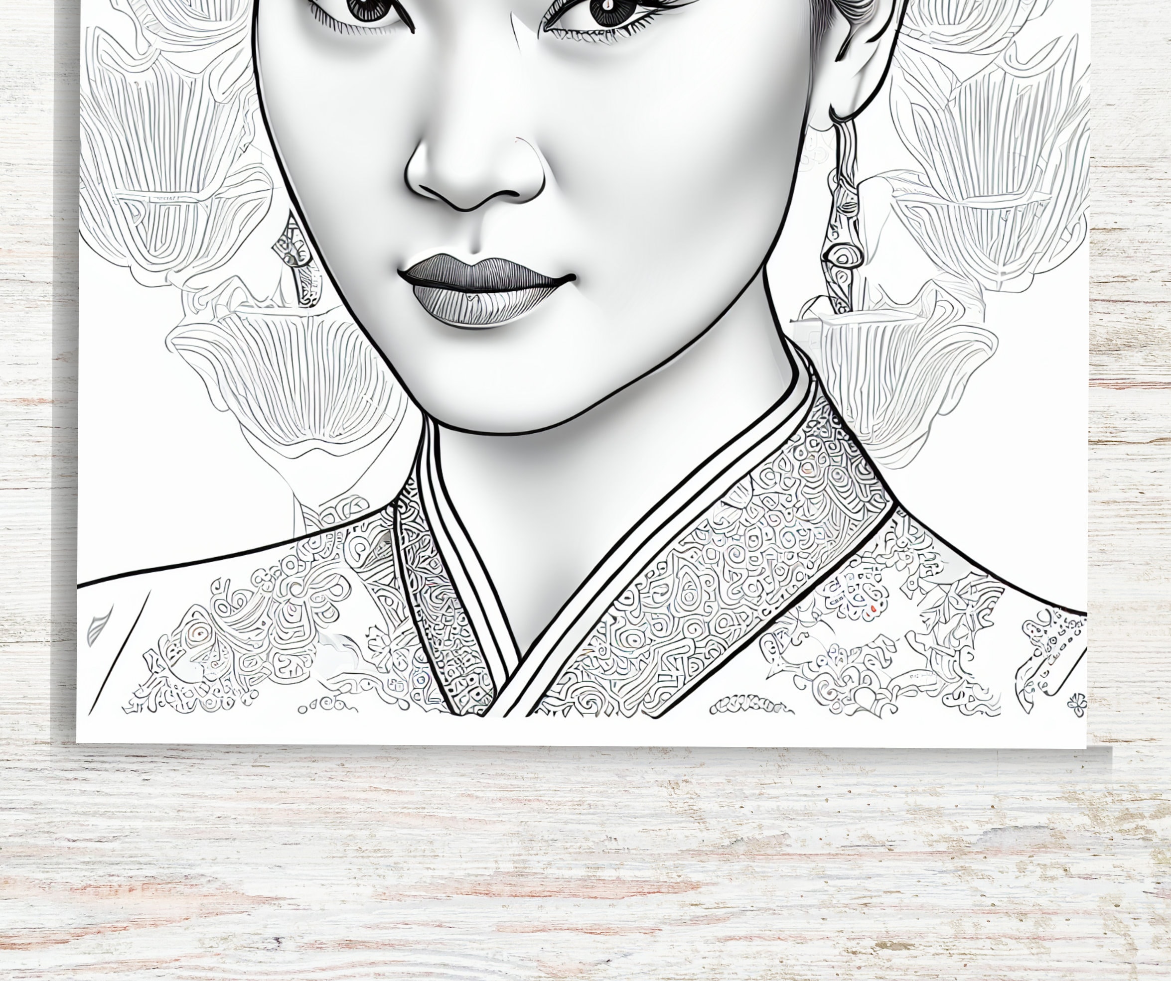 10 Beautiful Chinese Women Coloring Pages Printable PDF 10 - Etsy