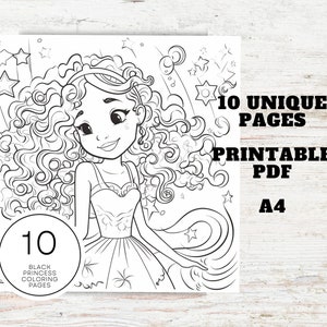 10 Black Princess Coloring Pages Printable PDF A4 Inclusive Cute