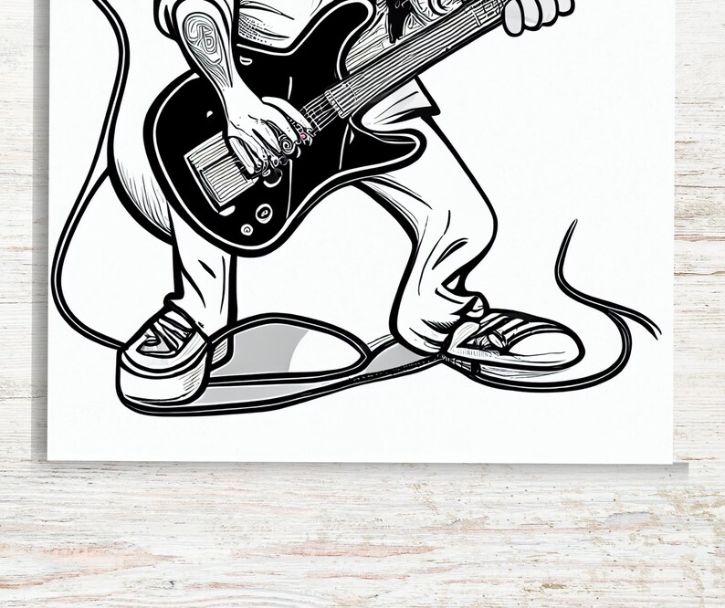 10 Cute Rats With Guitars Coloring Pages Stress Relief & Relaxation