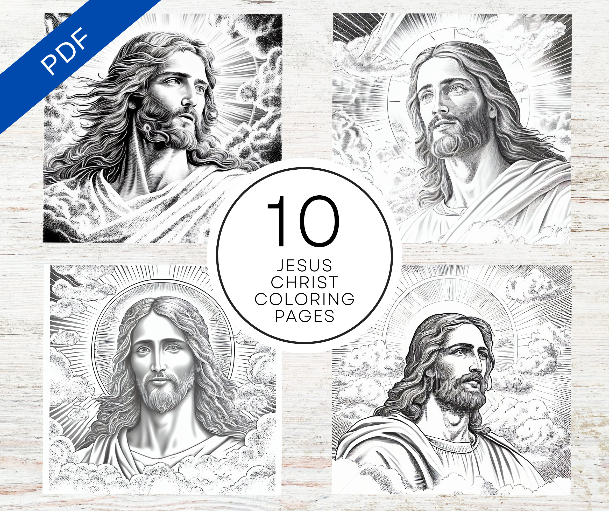 10 Realistic Jesus Christ Coloring Pages Printable PDF 10 Pages A4