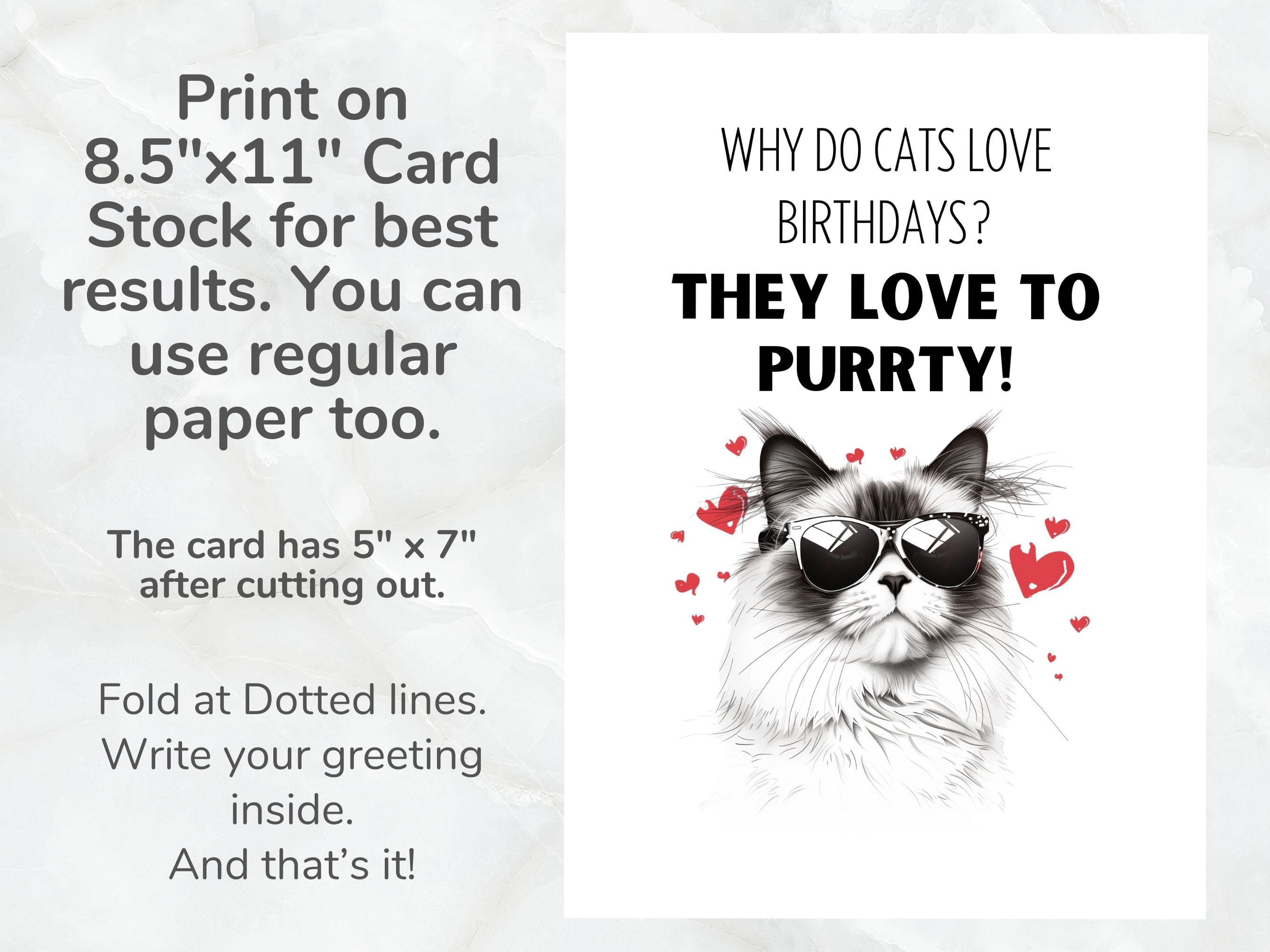 Printable Funny Birthday Cat Pun Card Sarcastic Humor Digital Download ...