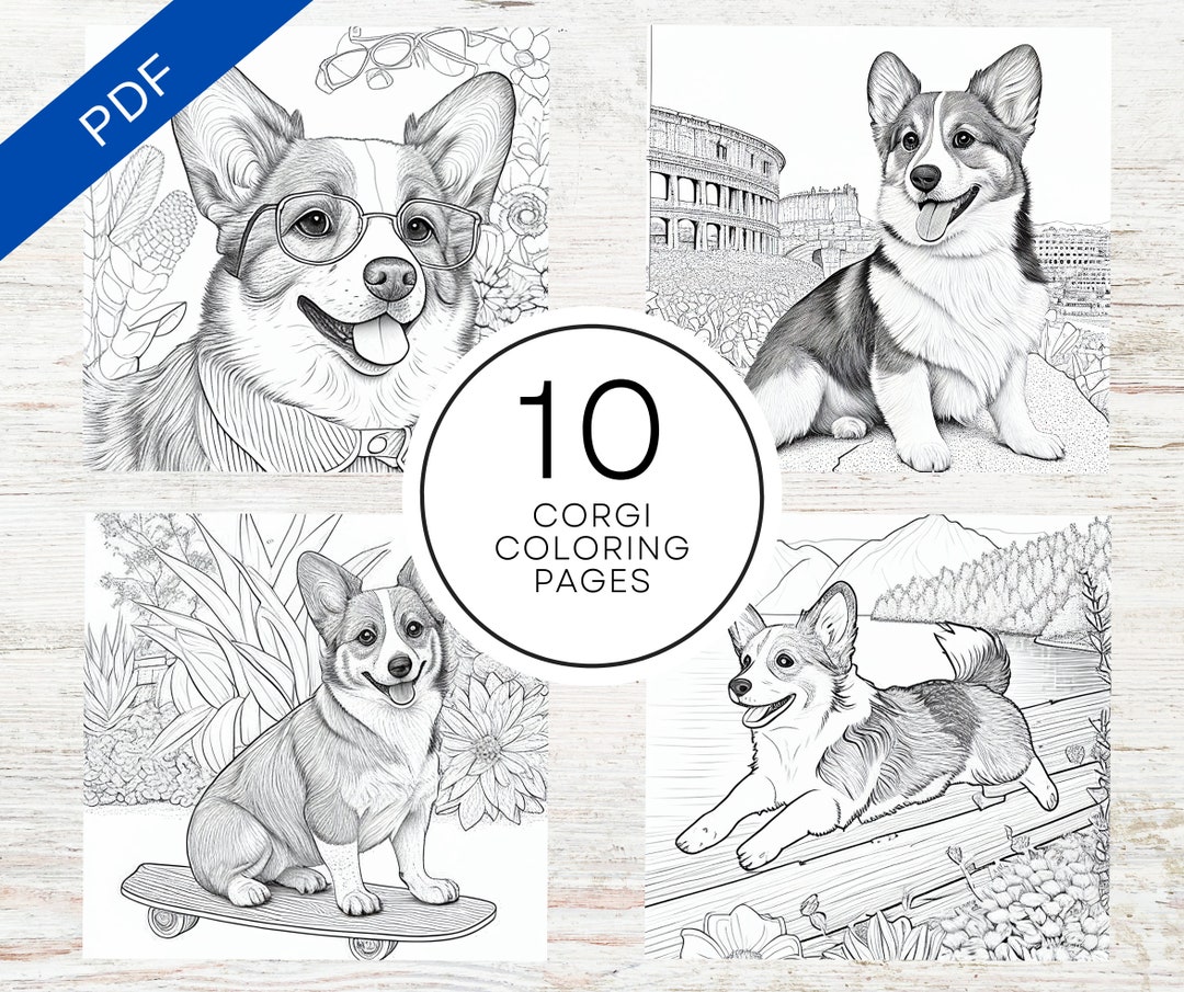 10 Cute Corgi Dogs Coloring Pages | Printable Dog Coloring Sheets for ...