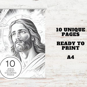 10 Realistic Jesus Christ Coloring Pages | Printable PDF 10 Pages A4 | Grayscale Illustrations ...