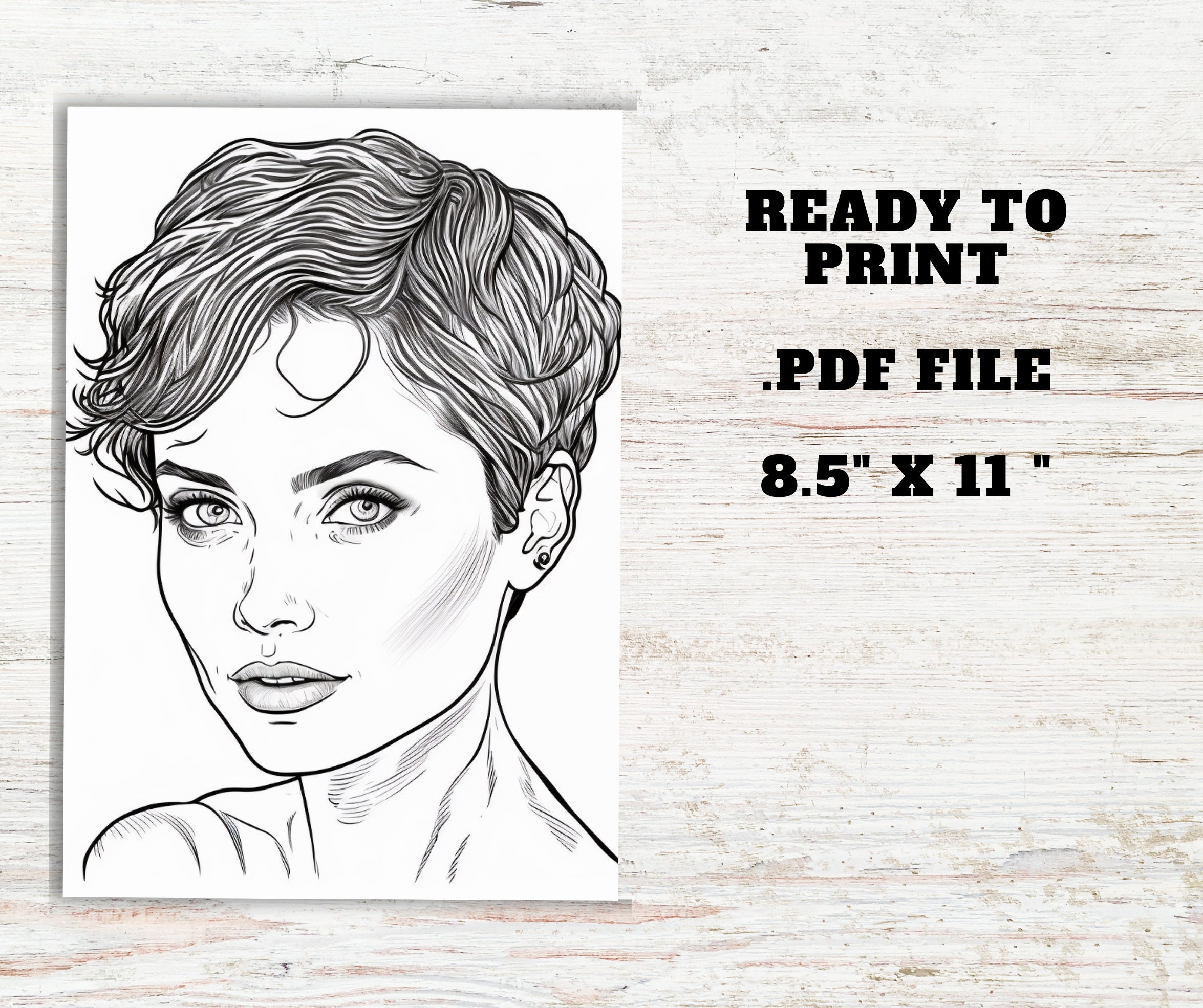 Beauty Grayscale Realistic Coloring Pages 40 Pages 8.5 X 11 Ready to ...